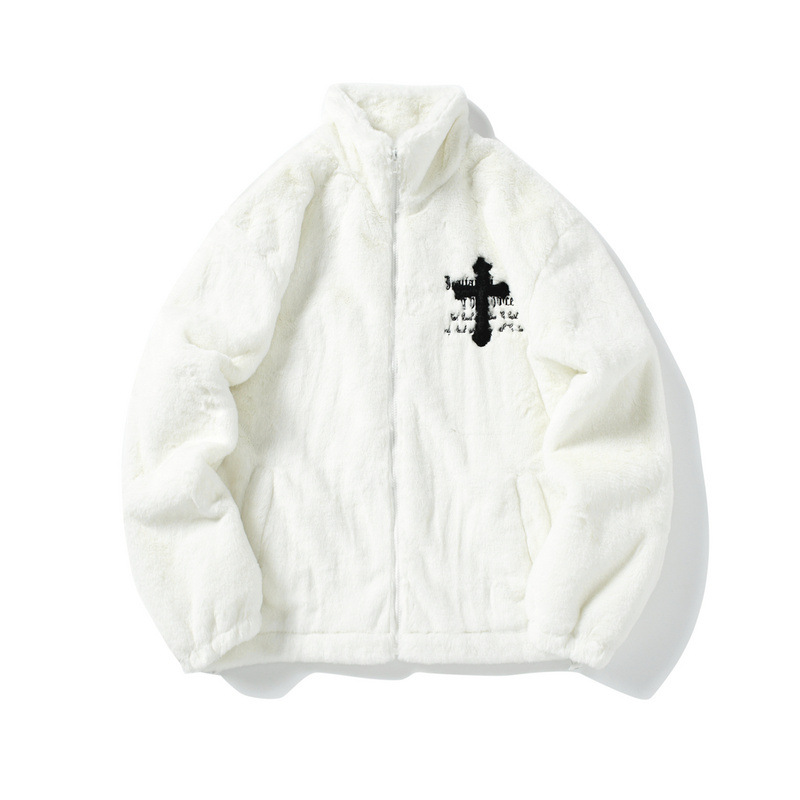 2023 new European and American hip hop printed lamb wool coat men's fashion brand street loose couple fleece-lined warm cotton-padded coat