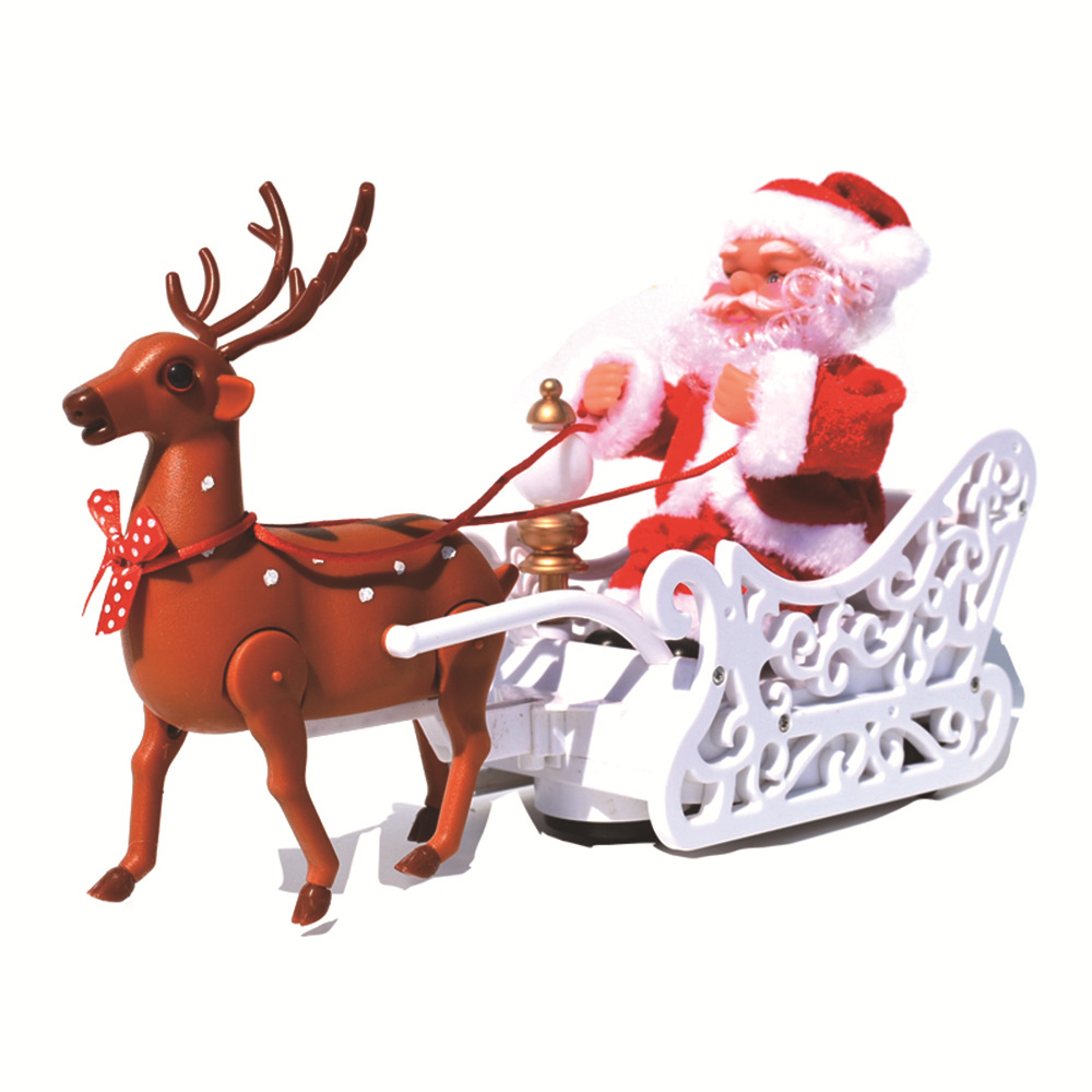 Deer pull car music Electric Santa Claus children's toy Christmas gift desktop Christmas decoration Christmas decoration
