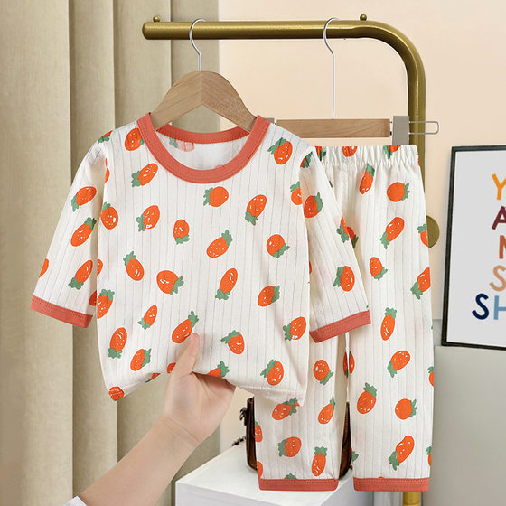 2023 Summer New Children's Home Clothes Boys' Air-conditioning Clothes Korean Girls' Cotton Suit Thin Baby Pajamas