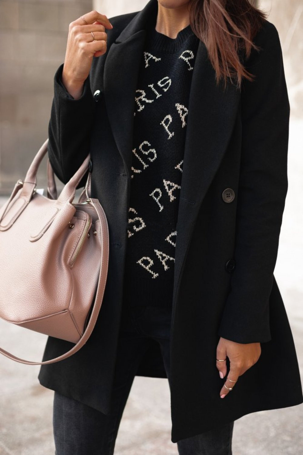 2023eBay Amazon wish autumn and winter solid color long sleeve double row button suit collar tweed coat women
