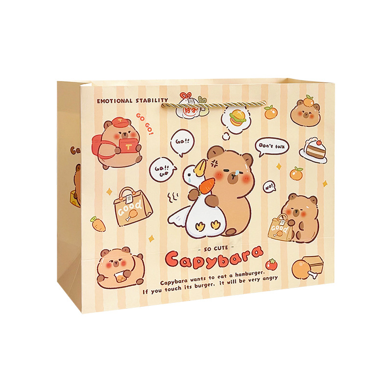 Capabala gift bag cute capybara portable gift bag creative dessert milk tea bag cartoon shopping bag wholesale