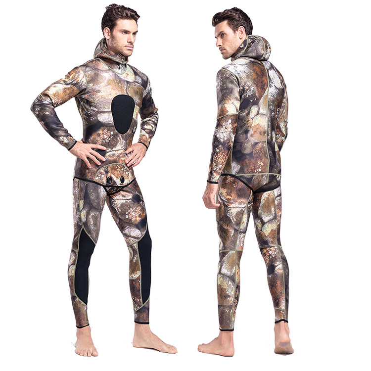 3mm Fishing and Hunting Diving Suit Split Hooded Camouflage Thickened Warm Snorkeling Surfer Suit Free Diving Suit Surfer Suit