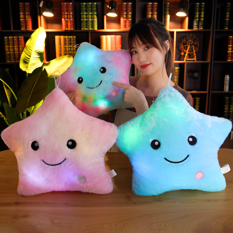 Manufacturer wholesale colorful luminous pillow cute five-pointed star luminous plush toy rag doll wholesale