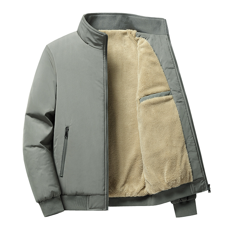 AliExpress cross-border velvet padded jacket men's winter casual jacket men's stand collar cotton-padded jacket plus size jacket men's jacket
