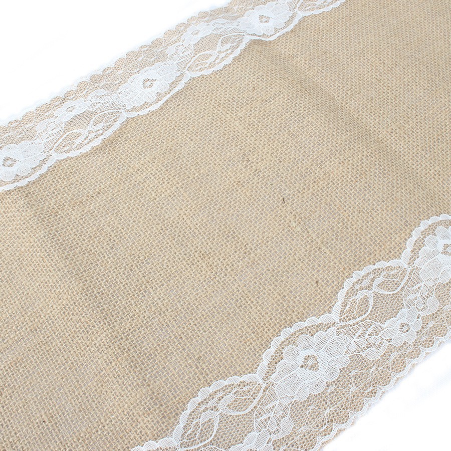 Factory direct supply wedding decoration linen tablecloth linen tablecloth lace on both sides jute tablecloth tablecloth
