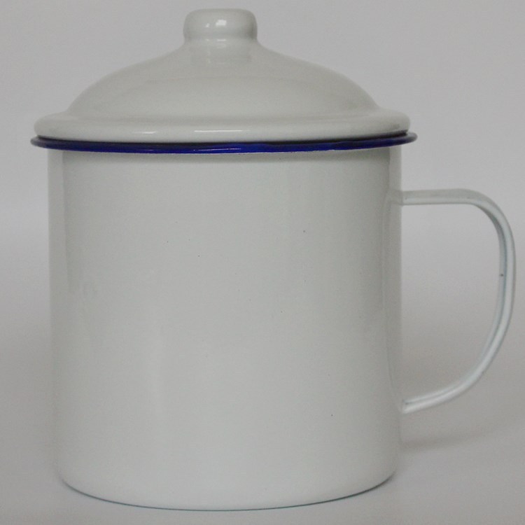 エナメルシリンダー厚手純白マグカップ6-12cmレトロレトロレトロエナメル鉄製カップ茶筒オフィス家庭用|undefined