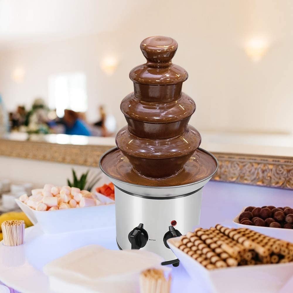 Stainless Steel Four Layer Chocolate Fountain Machine Melting Tower Waterfall Hot Pot Melt Machine Household Commercial Activity Party
