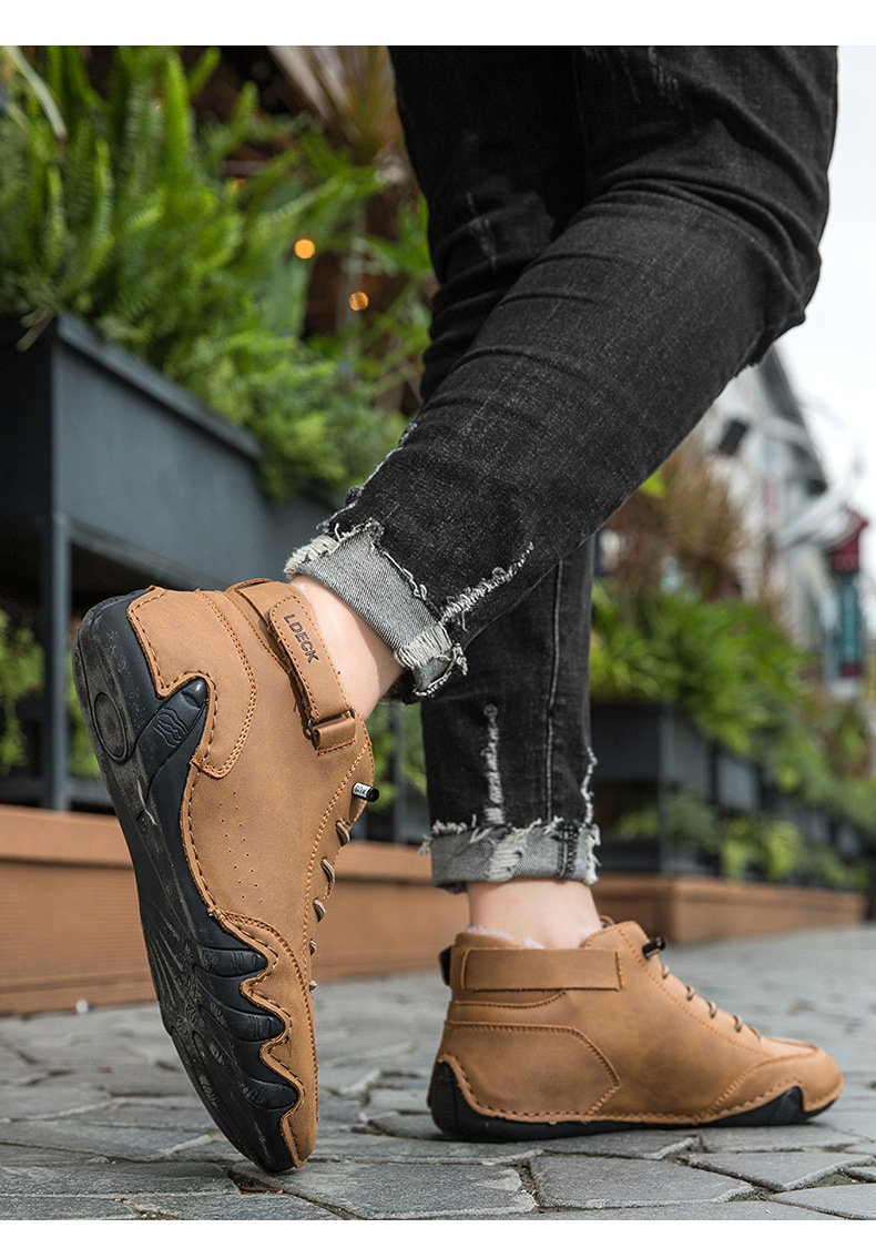 Cross-border Explosions Vinterfløyelsmartinstøvler Store størrelser Octopus Herre Varme Bomullssko Høye Herresportssko_voghion.com