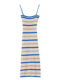 2023 striped knitted sling dress women's spicy girl elegant waist hip skirt mid-length retro sleeveless skirt