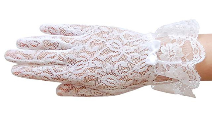 Children's Wedding Dress Gloves Communion Mesh Stretch Gloves Lace Bow Gloves Cross Border