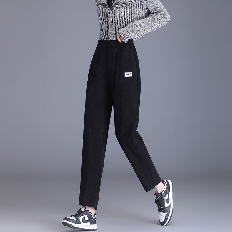 Corduroy Casual Pants Women's Autumn and Winter Harlan Pants High Waist Fleece-lined Thickened 2023 New Style Grandma Pants