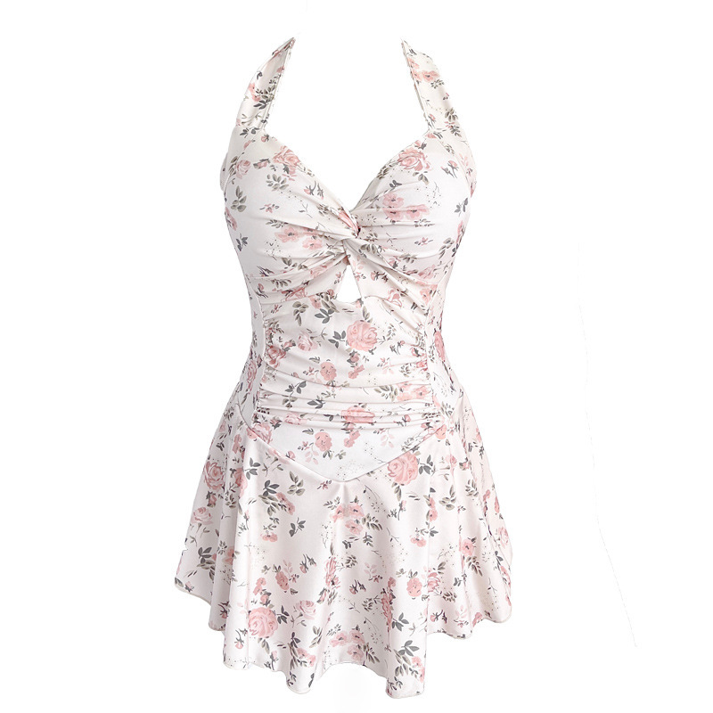 Women's one-piece swimsuit for hot spring girls high-grade sexy pure wind chubby girl belly covering meat slim 2023 summer new