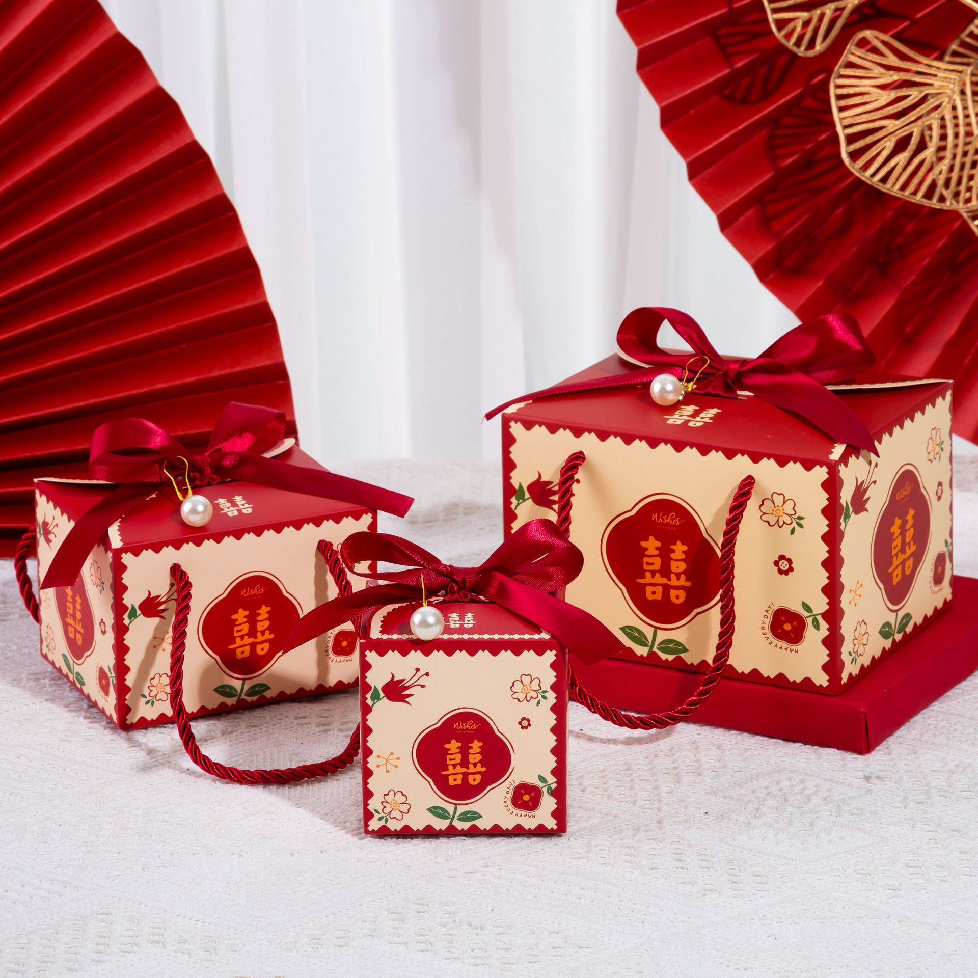 Chinese Style Pastoral Candy Box ins Candy Box Wedding Gift Table Candy Hand Gift Hand Fold Empty Packaging Box Wholesale