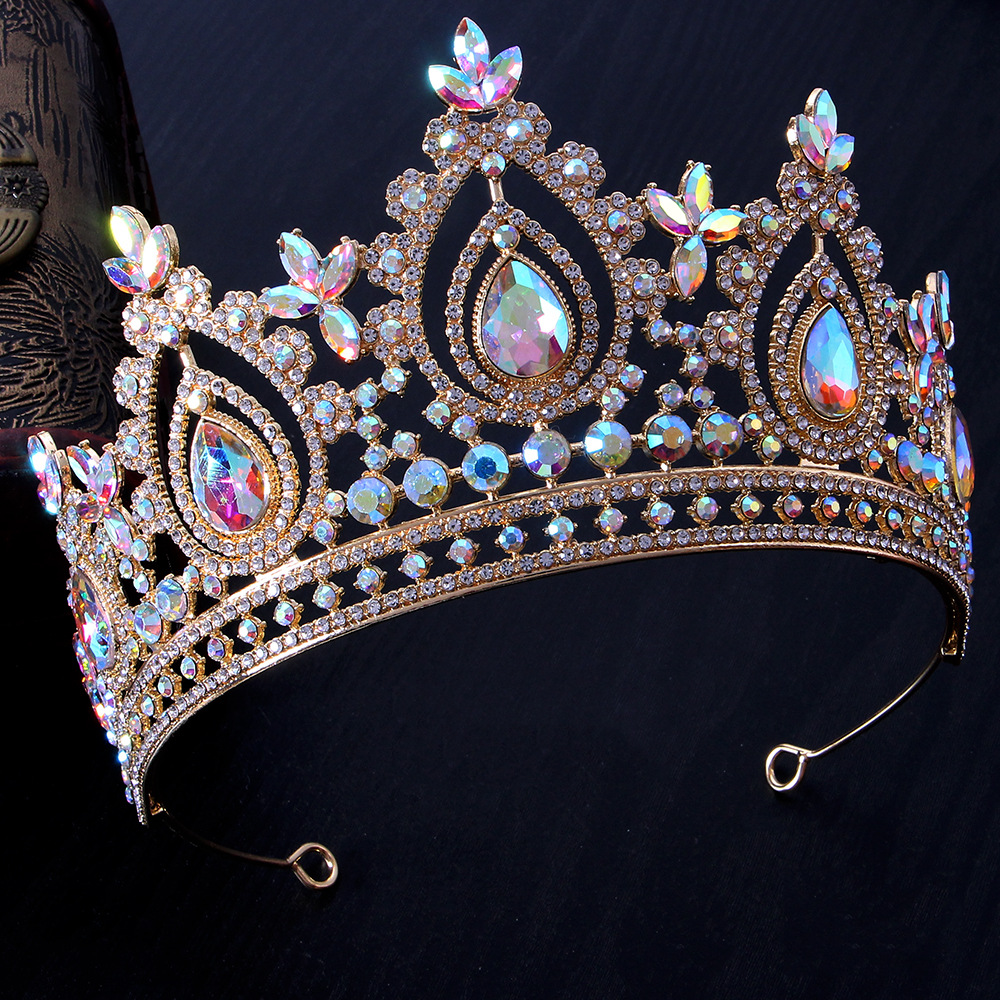 Amazon European and American cross-border hot sale bridal crown Baroque color wedding vintage alloy holiday crown headdress