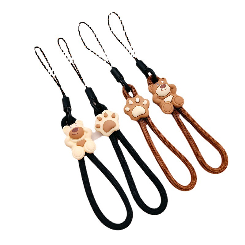 New ins Milk Tea Color Rabbit Creative Lanyard Anti-losing Rope U Disk Key Hanging Ornaments Cartoon Cup Rope Wrist Bear Pendant