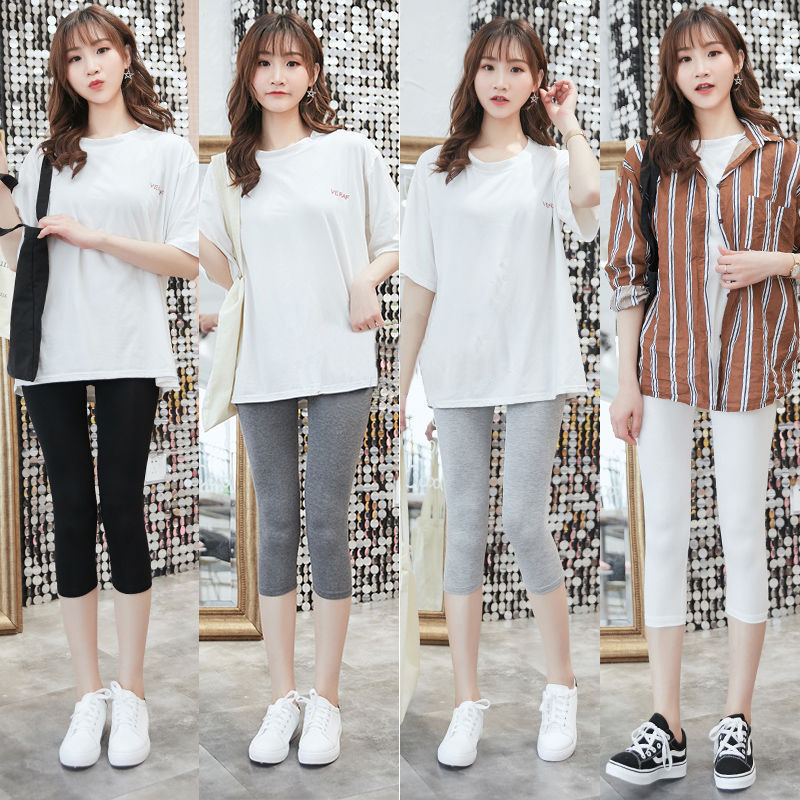 [Factory Outlet] Seven-point Leggings Women's Summer Thin Outer Wear Casual Korean Slim-fit Slimming 7-point Cotton Pants Stretch