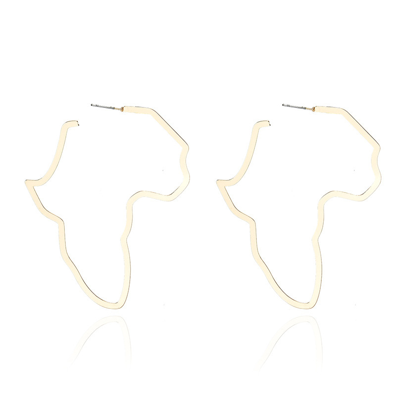 Europe and the United States cross-border personality Africa map earrings metal hollow exaggerated earrings fashion temperament earrings jewelry wholesale