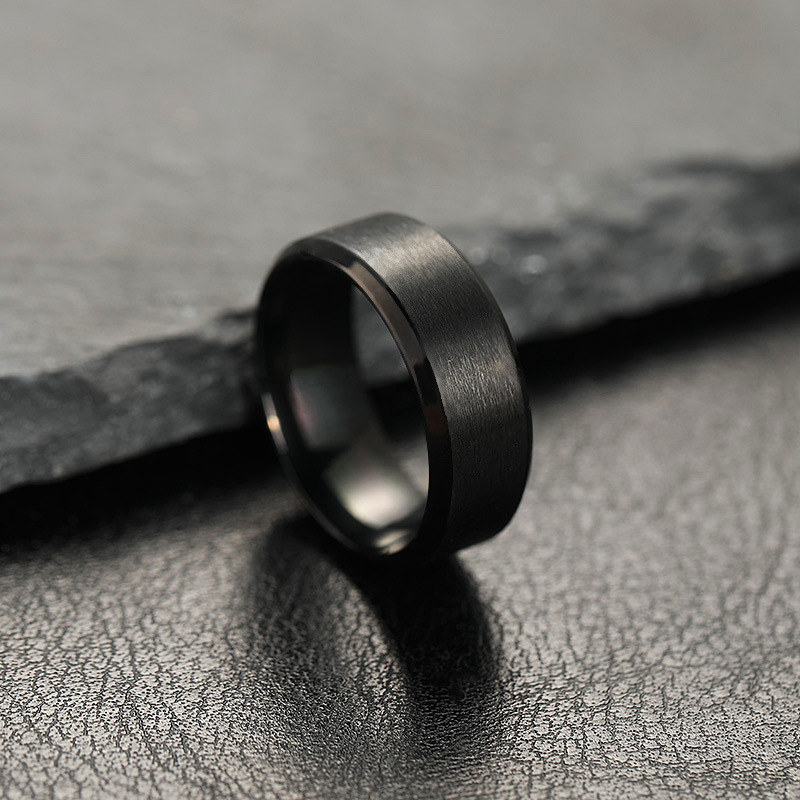 European and American cross-border stainless steel ring men's 8mm fashion simple matte wide-faced titanium steel jewelry manufacturers wholesale