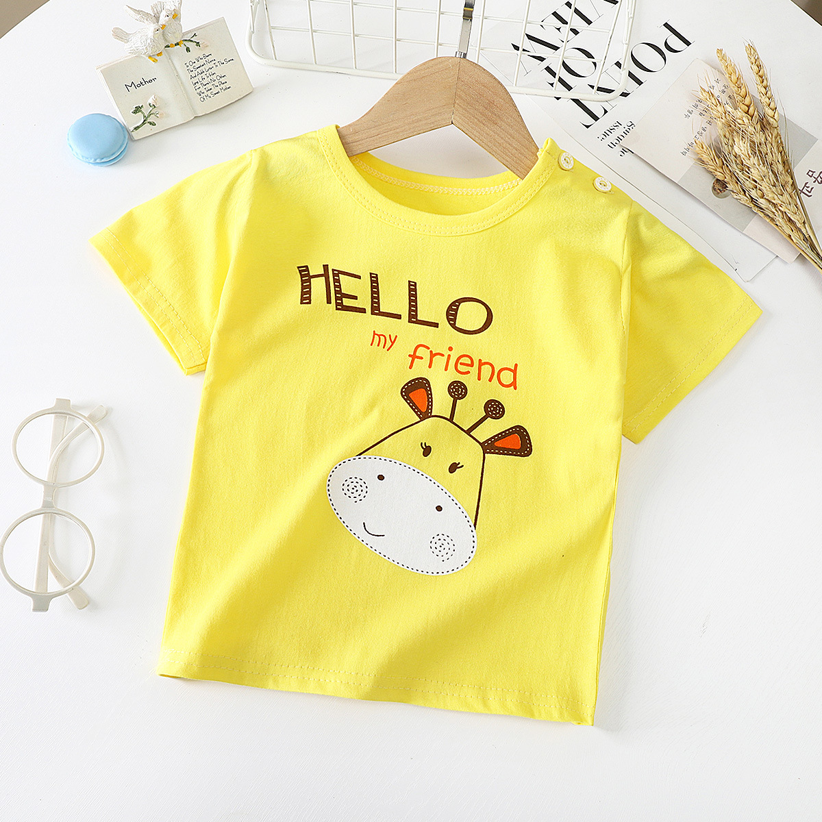 Children's short sleeve T-shirt cotton baby half sleeve bottoming shirt boys and girls baby jacket summer 0-7 years old a generation of hair