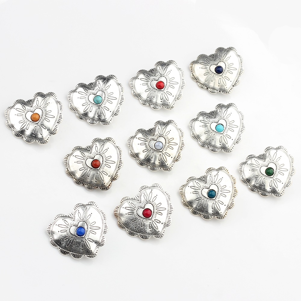 Vintage alloy button ancient silver love lace hair buckle jewelry accessories diy jewelry accessories material wholesale