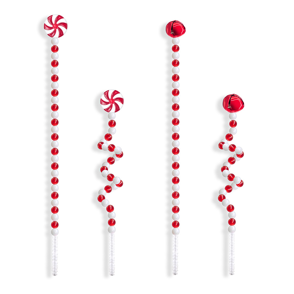 Christmas candy bar plug-in INS decoration creative two-color windmill twisted lollipop Bell beaded factory wholesale