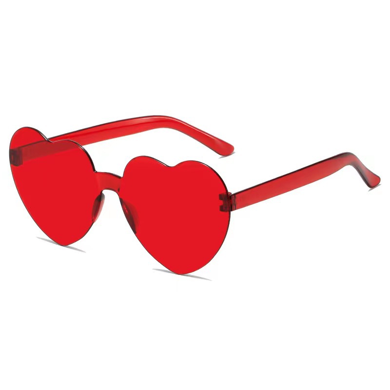 New cross-border heart sunglasses love sunglasses jelly color frameless heart promotional ball glasses