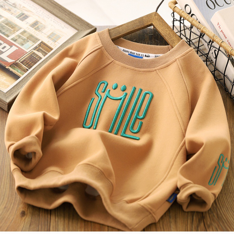 Children's Wear Boy's Sweatshirt Autumn 2025 New Long-sleeved Letter Embroidered Top Boy's Trendy Coat