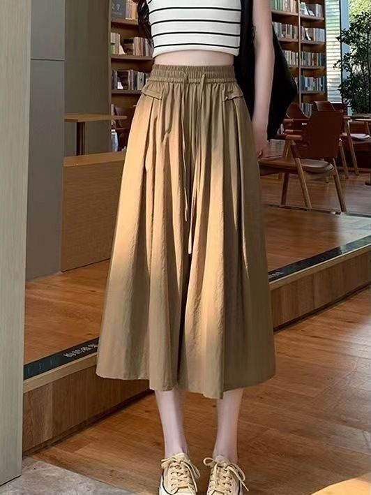 Draped 2024 New Women's Clothing Spring and Summer Casual High-end Slimming Ice Silk Long Dress for Little Yamamoto Wide Legs