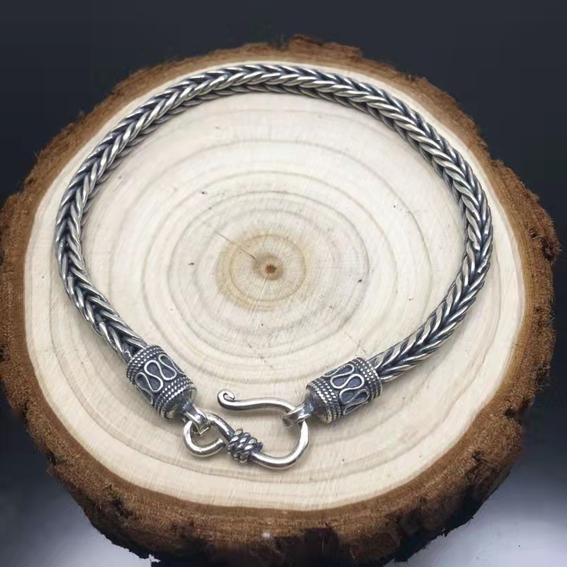 Papas men's bracelet fashion classic square keel pure woven lucky retro simple hemp rope chain cross-border style