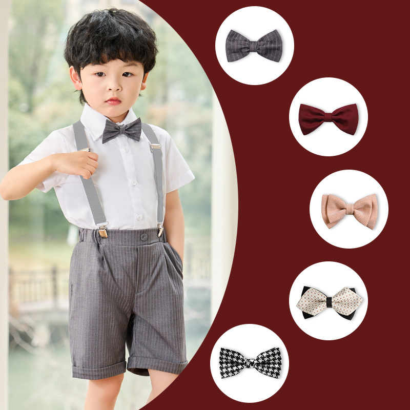 Children's British bow tie pin tapestry silk bow tie baby flower girl costume bow accessories a generation of hair