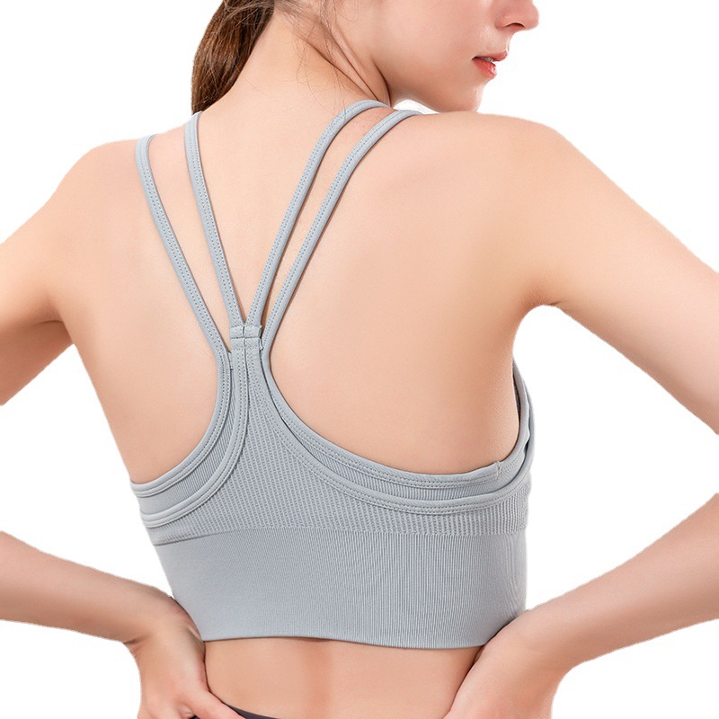 Sports Underwear Beautiful Back Bra Fitness Running Thin Shoulder Strap Camisole Fake Two-piece Rib Yoga Clothes Top Women