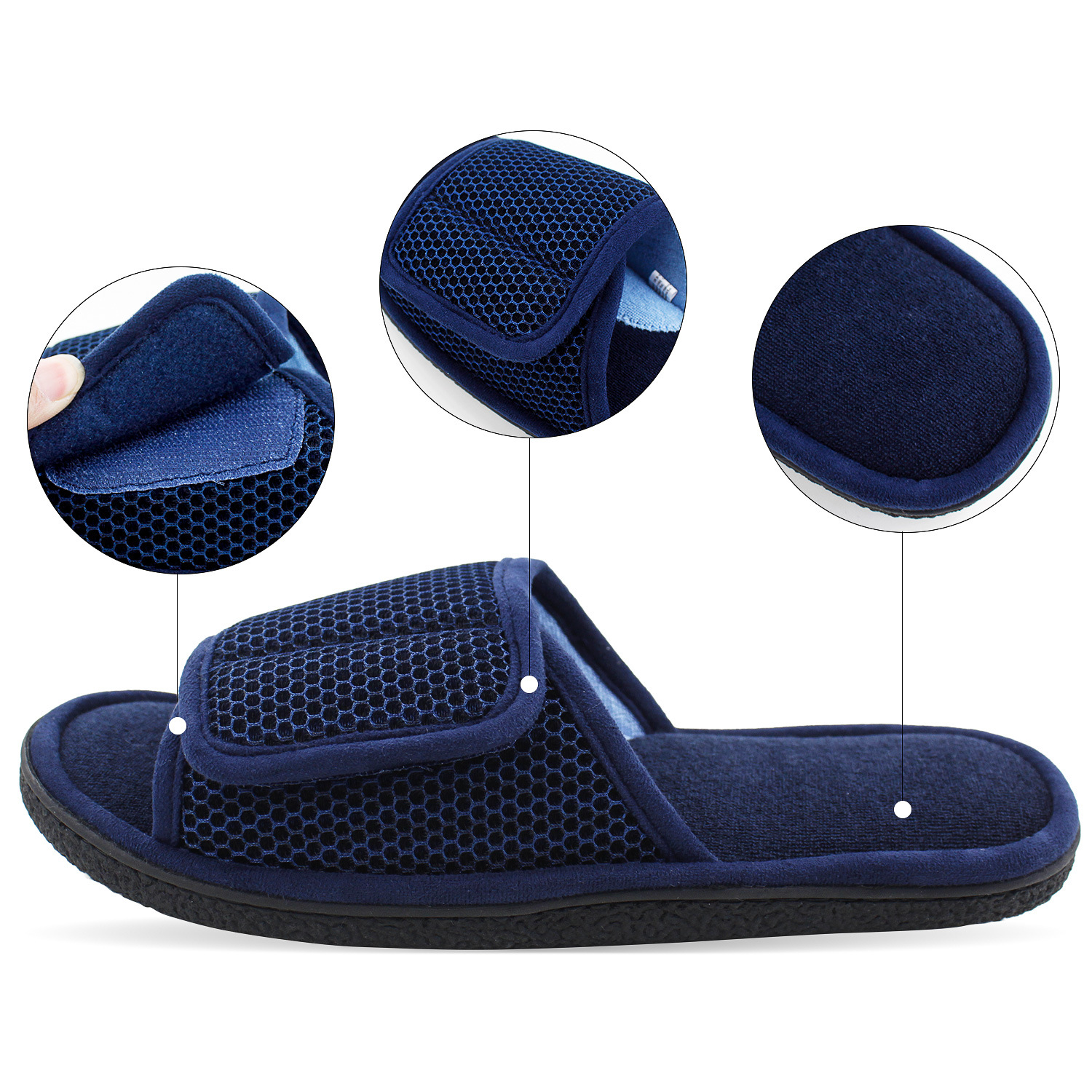 Cross-border Velcro Coral Fleece Cotton Slippers Men's Home Slippers TPR Sole Floor Slippers for Four Seasons