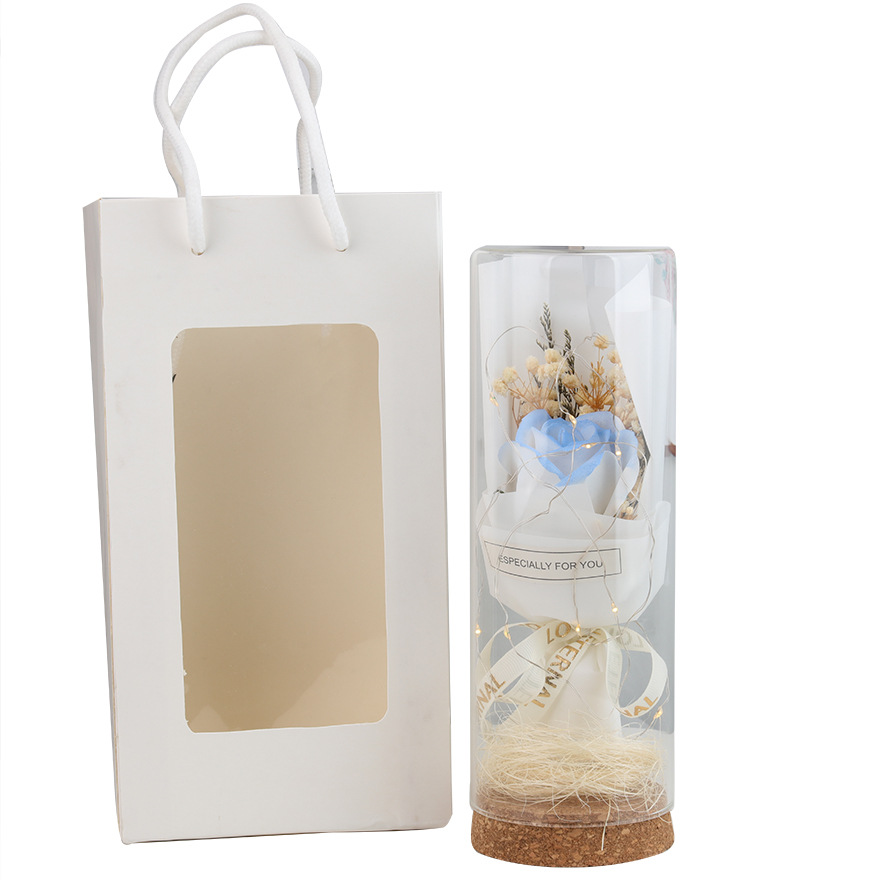 Mother's Day Gifts Sunflower Carnation Glass Wishing Bottle Dried Flower Gestle Rose Bouquet Valentine's Day Gifts