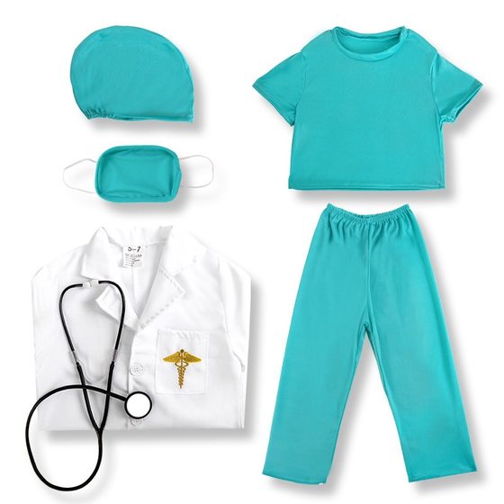 Children's doctor's clothing white coat nurse gown surgical gown professional role play 61 anti epidemic costume wholesale