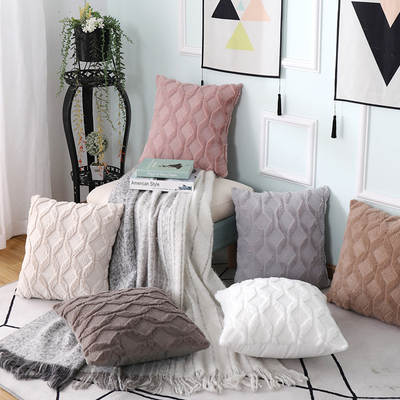 Amazon Quilted Sofa Pillow Bedside Pillowcase ins Velvet Pillowcase Plush Cushion Car Waist