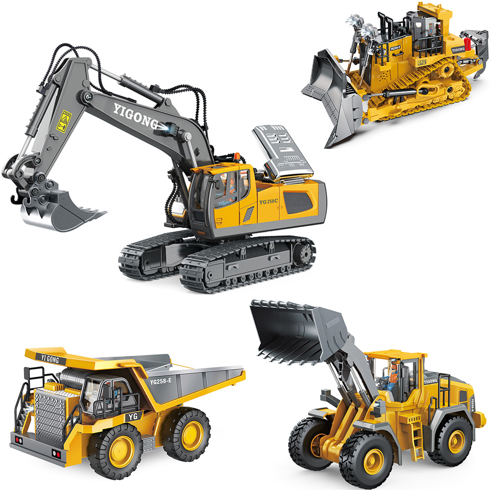 Remote control excavator alloy engineering vehicle series boy bulldozer remote control car toy cross-border children's car gift