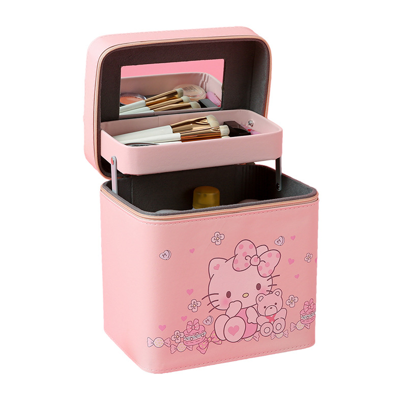 ins style super popular cosmetic bag Portable Travel large capacity girl heart cute suitcase Japanese South Korea multi-functional
