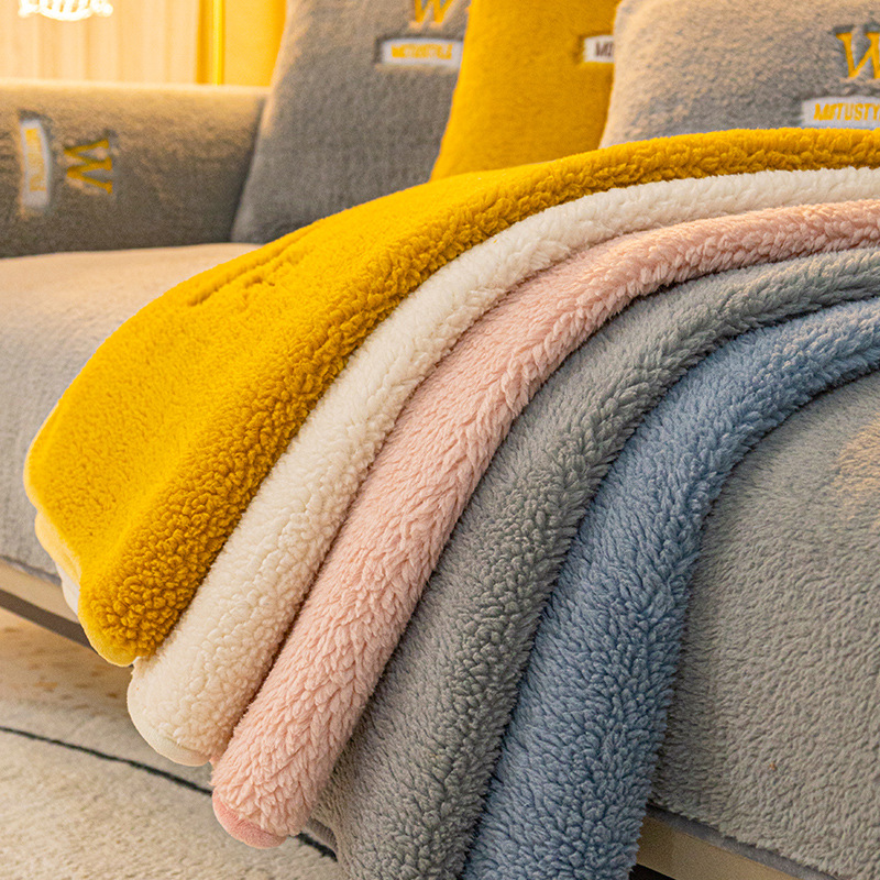 Lamb Velvet Sofa Cushion Winter fleece-lined Thickened Cushion Fabric Sofa Cover 2025 New Anti-Slip Cover Cloth Towel