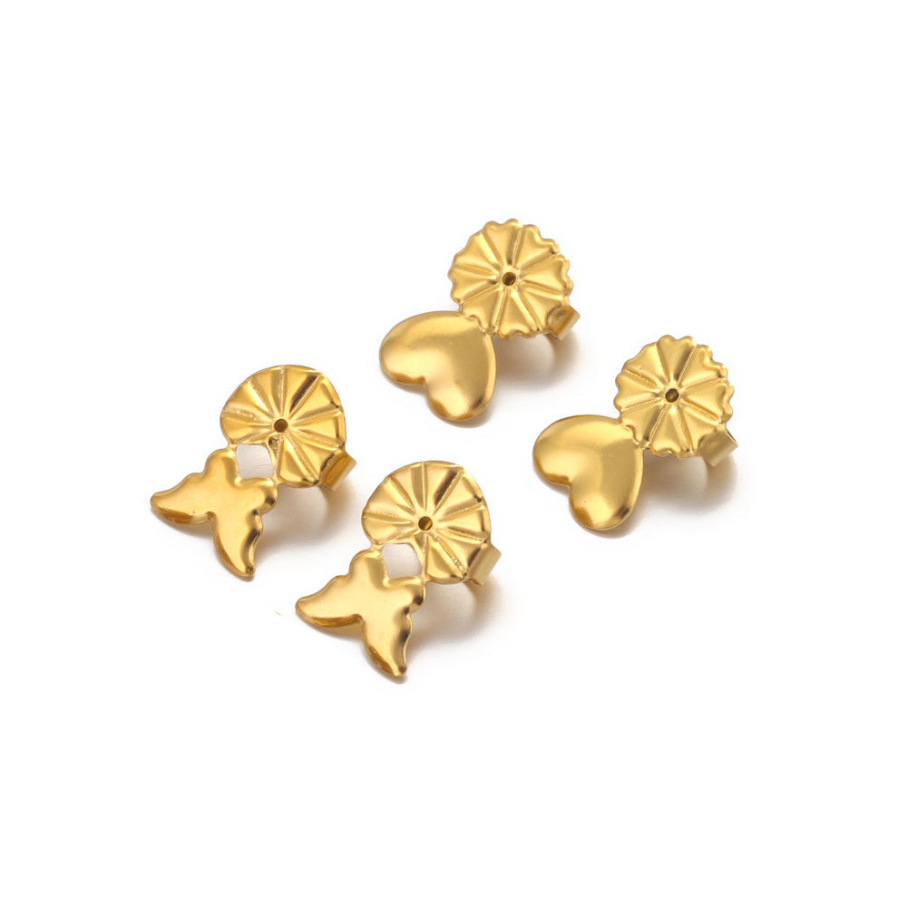 Stainless steel earplugs back device earrings base column DIY heart-shaped butterfly blocking cap earrings making accessories