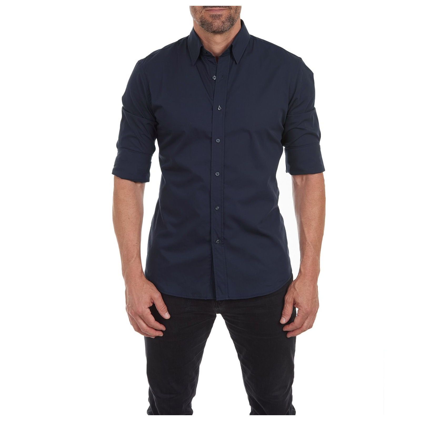 2023 Amazon ebay hot sale summer lapel solid color long sleeve button men's zipper shirt in stock