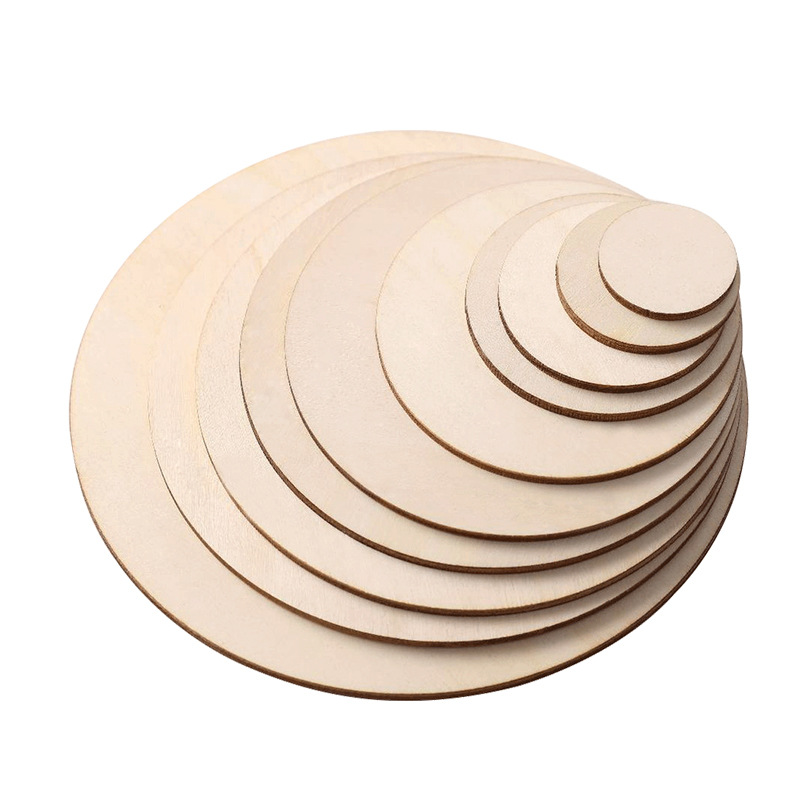 DIY Round Wood Laser Cutting Pieces Wood Board Wooden Crafts Oval Love Geometry