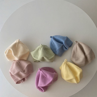 ins Korean Style Spring and Autumn Baby Beret Thin Breathable Western Style All-match Knitted Hat Cute Baby Painter Hat