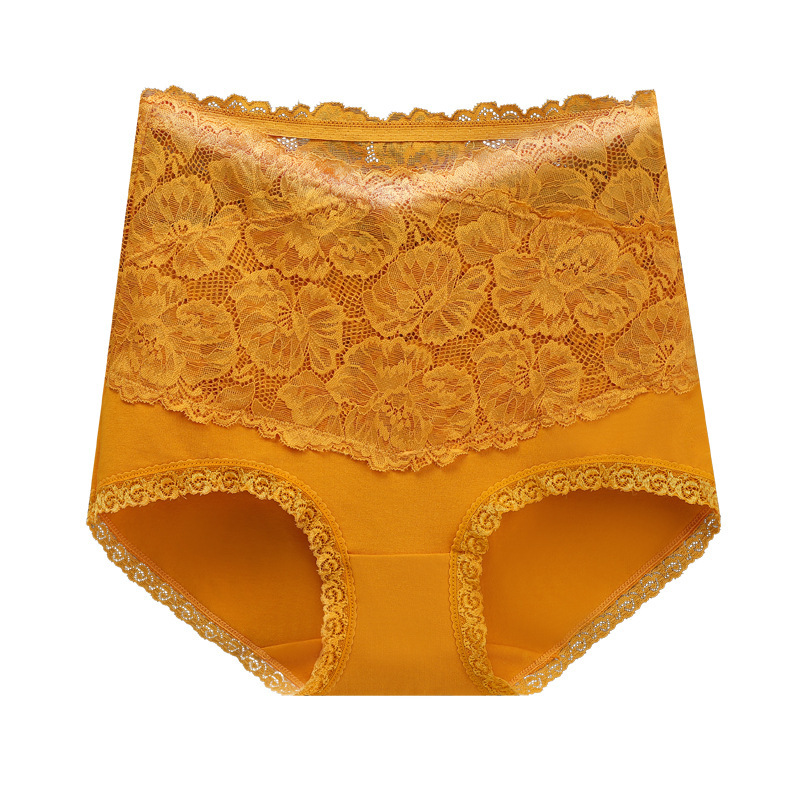 Pure Cotton High waist belly contracting underwear women's antibacterial body shaping hip lifting plus size seamless sexy lace women's briefs