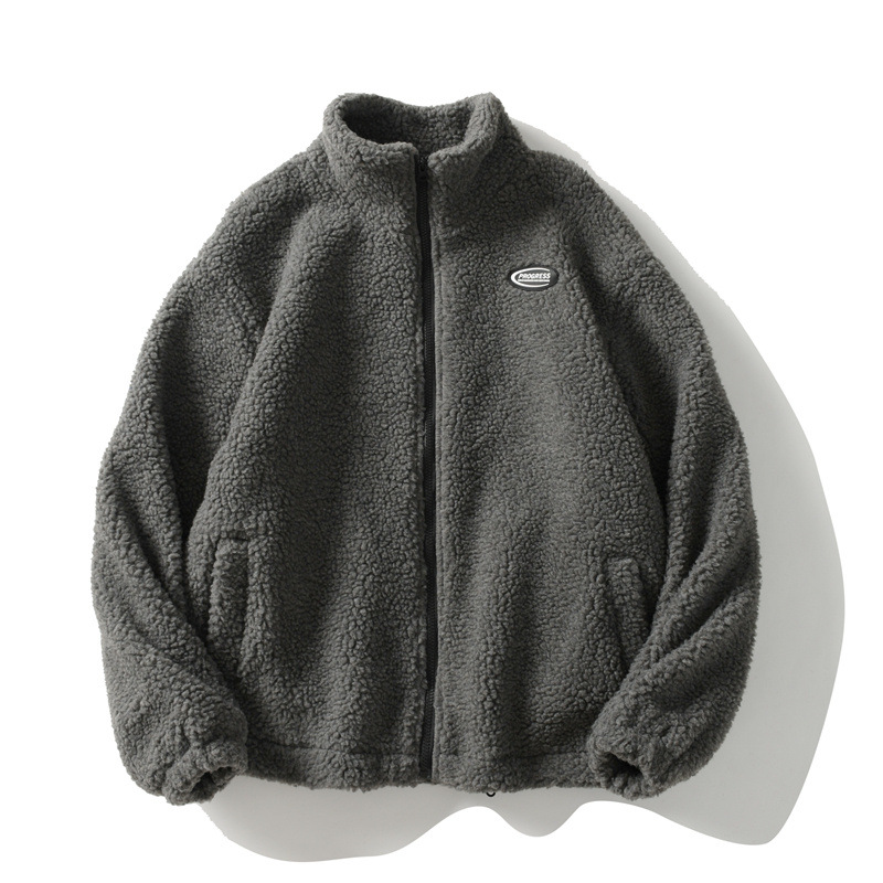 Japanese style cityboy cotton-padded coat men's winter fleece-lined thickened Korean style lambswool coat loose trendy stand collar cotton-padded coat