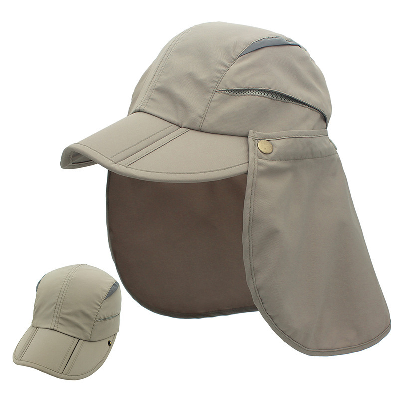 Qingfang Parent-child Hat Outdoor Hiking Hat Neck Protection Sun Hat Removable Shawl Breathable Strap Dry Fishing Hat