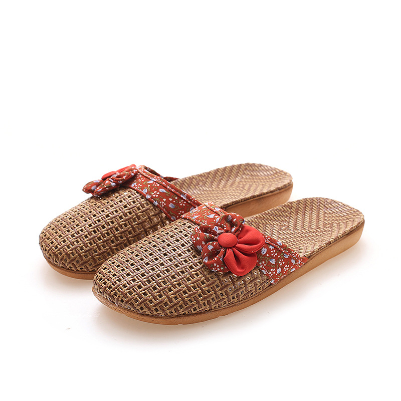 Summer bamboo mat women's linen slippers home wood floor couples home straw mat indoor slippers men's wholesale