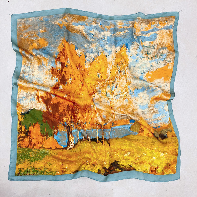 French temperament small square scarf women's imitation silk decorative professional scarf wave point Joker suit silk scarf hair band wholesale