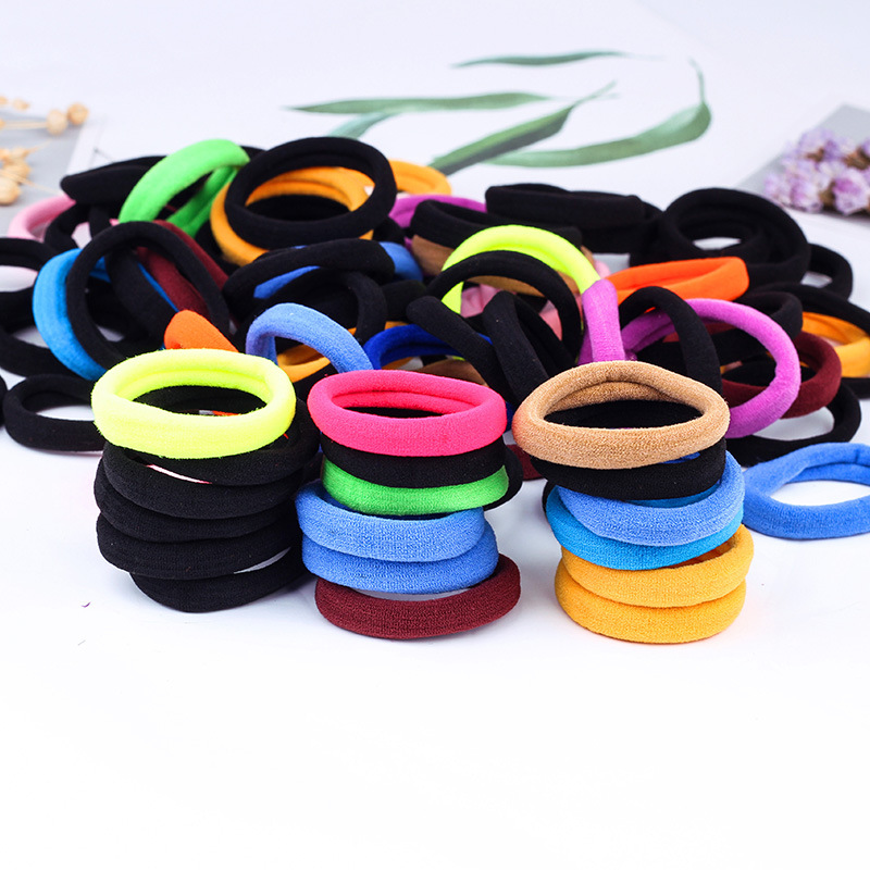 Korean high elastic towel ring seamless medium hair ring small gift rubber band bulk 4cm black head rope batch