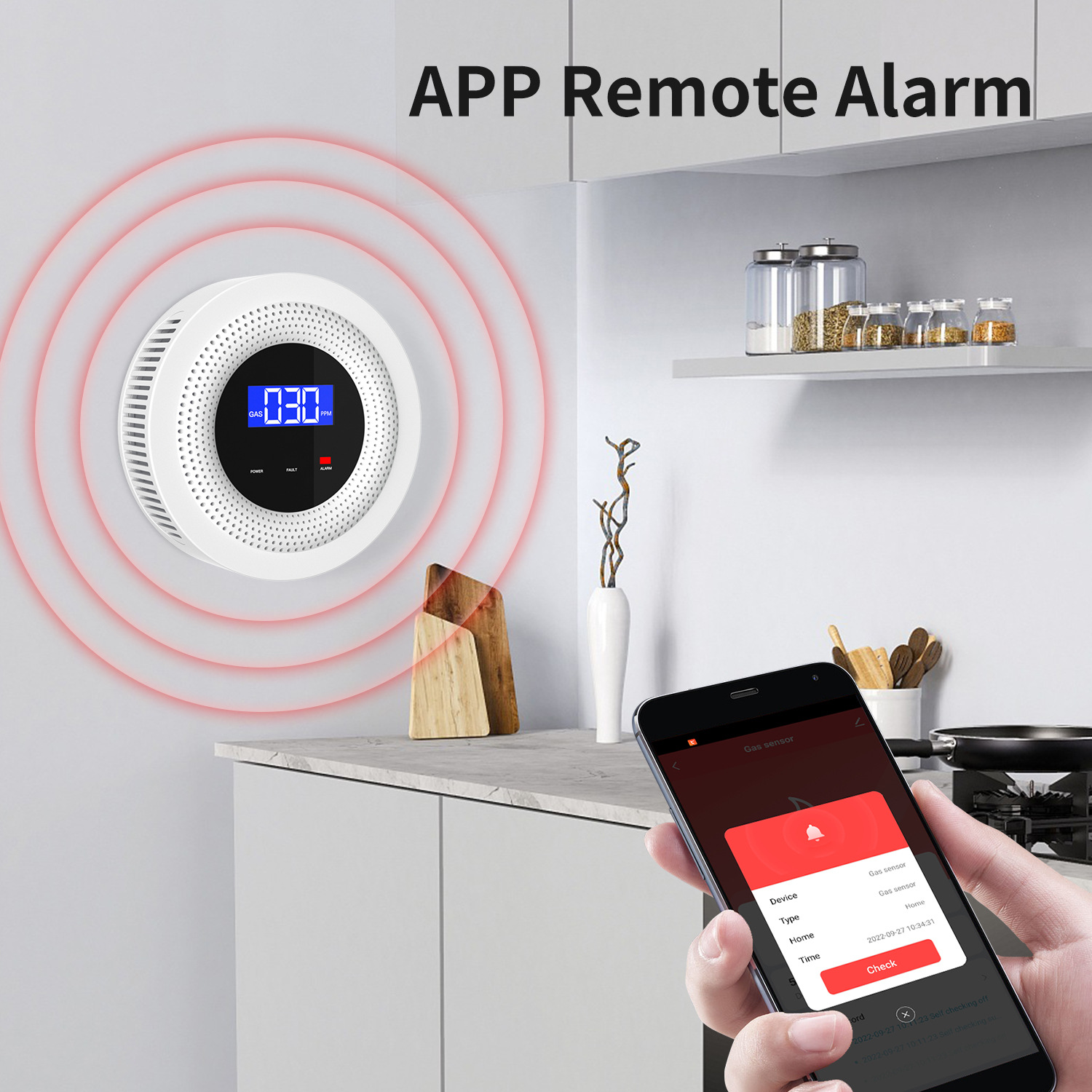 Graffiti WIFI gas detector gas leak sensor smart home kitchen security sound alarm