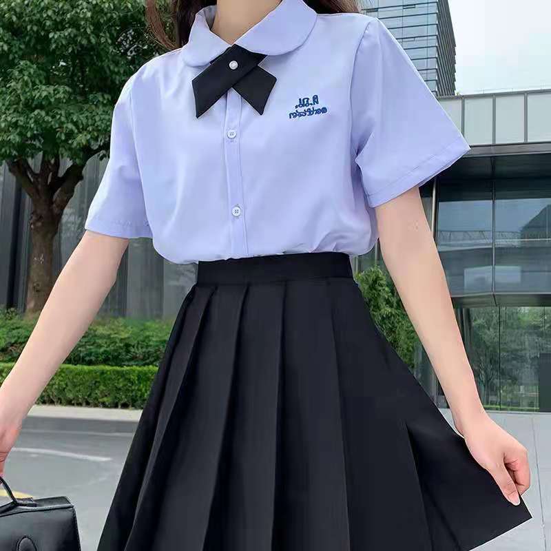 Thai School Uniform jk Uniform Taboo Girl Xiaoshui Same Style Lilac Short-sleeved Student Shirt First Love All-match Round Neck